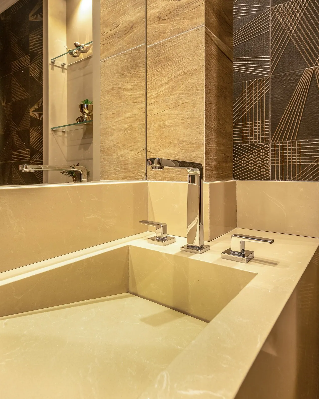Banheiros e lavabos: Lavabo com cuba esculpida · Crema Prime