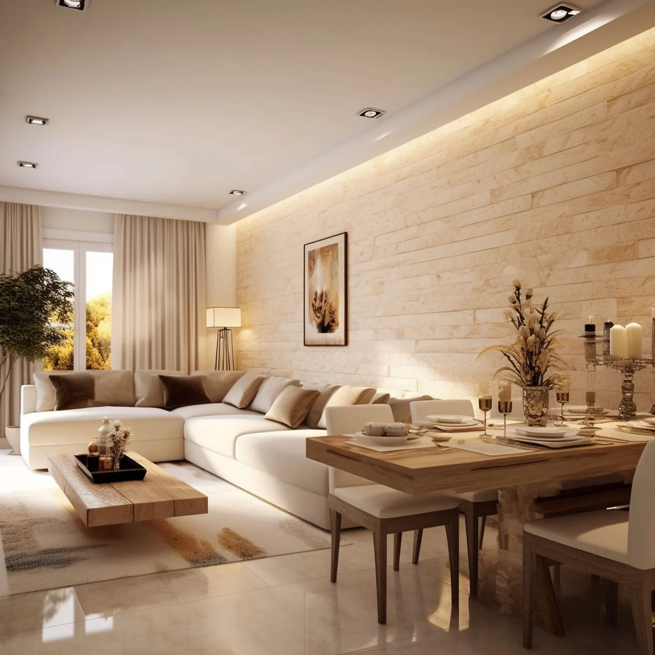 Rockface Travertino Cairo aplicado em ambiente